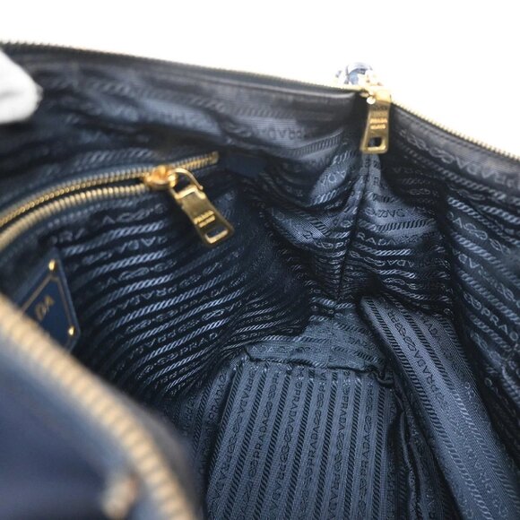 PRADA Logo 2Way Shoulder Hand Bag Nylon Leather Navy Blue GHW - Picture 8 of 16